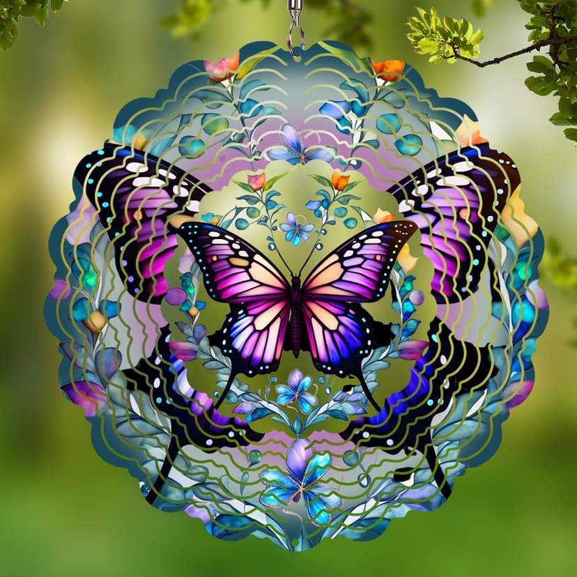 Wind Spinners Outdoor Butterfly -Birthday Gifts for Women Mom, Hanging Wind Sculptures Wind Spinners, 12 inch 3D Wind Spinner for Garden Decor for Outside, Garden, Patio, Yard
