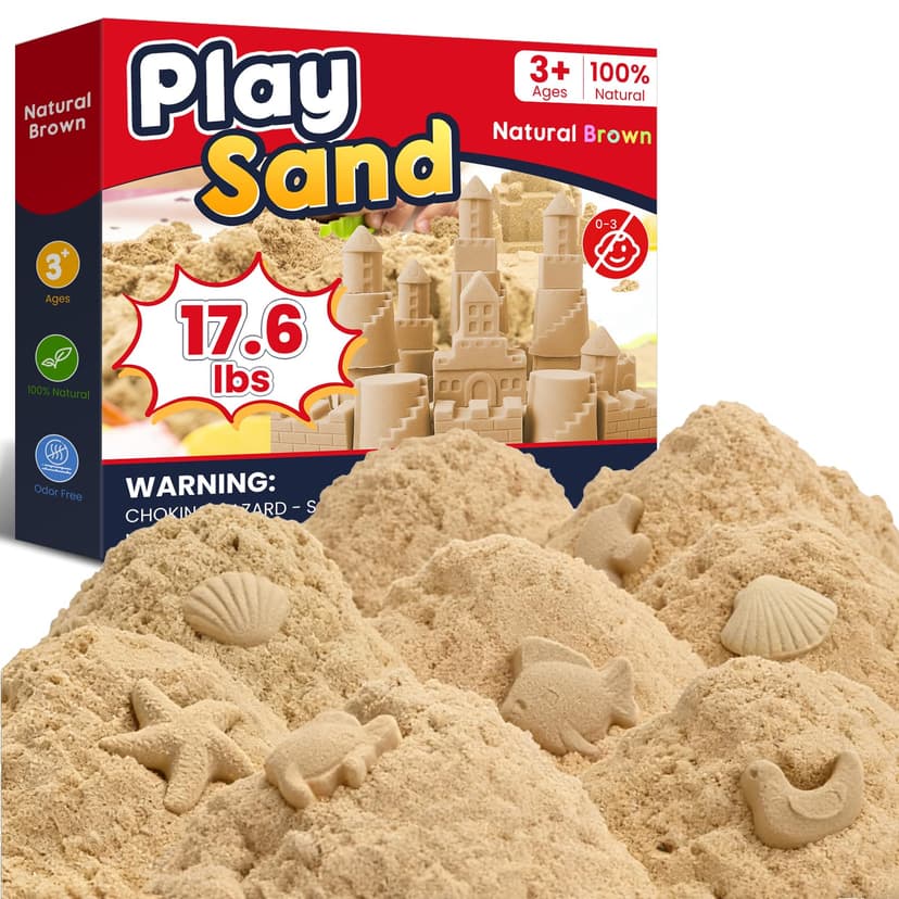 FURWEY 17.6lbs Play Sand,Natural Brown Sensory Sand,Suitable for Children to Shaping, Squeezing and Sculpting（Without Molds）