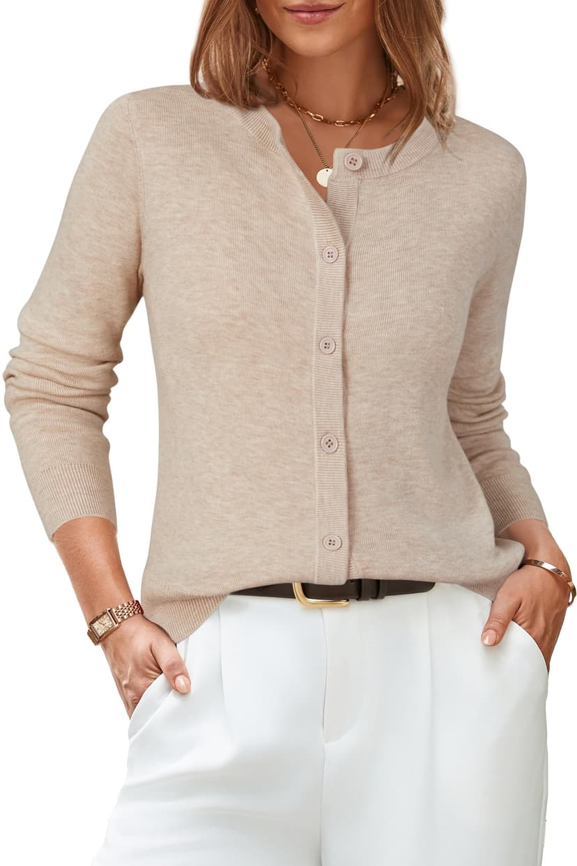 Arach&Cloz Women's Wool Blend Business Casual Fall Cardigan Sweaters Tops | Layering Essential Cardigan, Anti-Pilling Sweaters, Long Sleeve Button Down, 2026 Fall Fashion, Teacher Daily Wear