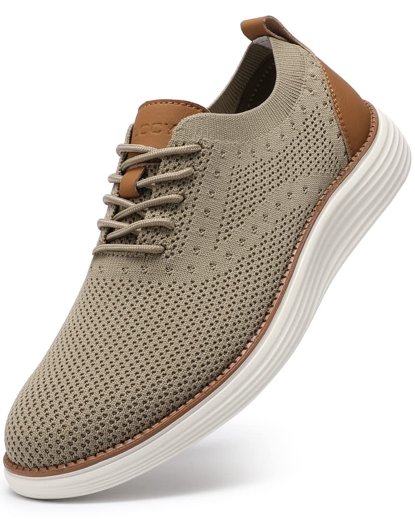 VILOCY Men's Casual Dress Sneakers Tennis Walking Shoes | Lace-Up Breathable Lightweight Comfortable Office Knit Mesh Oxfords Work&Weekend Shoes