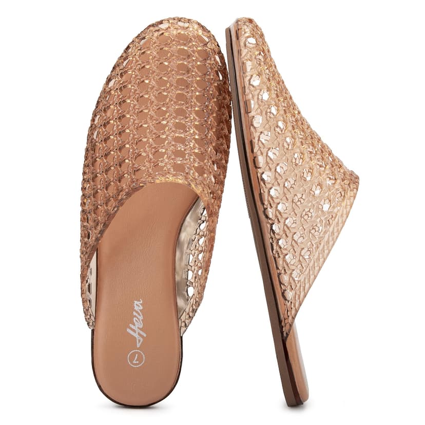 HEVA Women's Jelly Slide Sandals | Closed Toe Clear Mesh Hollow Slides,Lightweight Non Slip Summer Beach Casual Flats