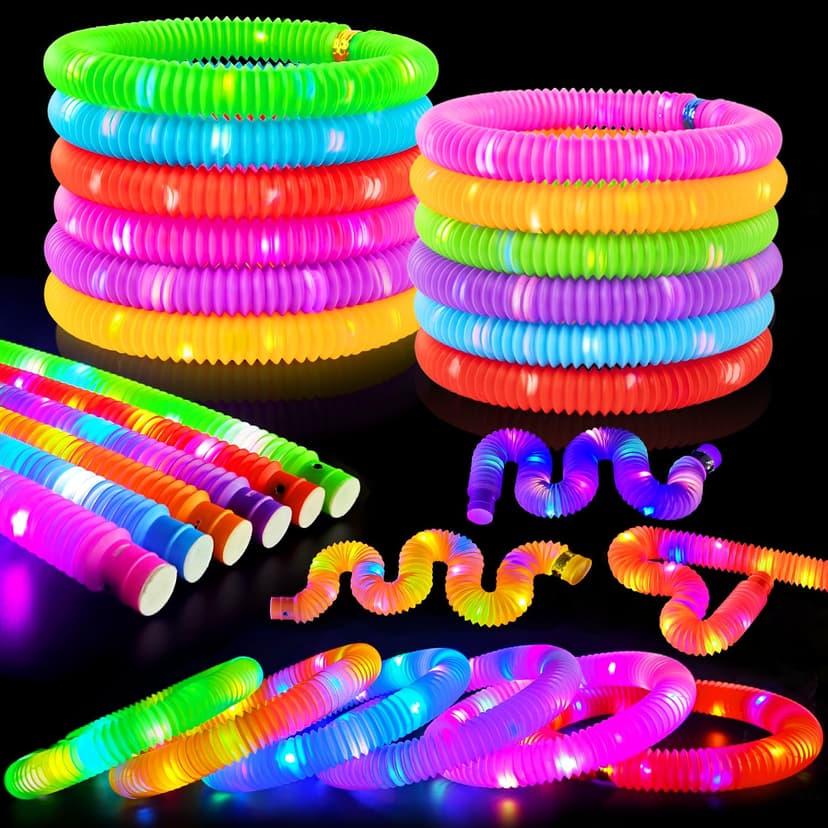 24 PCS Light Up Party Favor Supplies for Kids 4-8-12,4th of July Bulk Glow Stick Bracelet Necklace Accessories Decoration for Toddlers,Birthday Basket Goodie Bag Stuffers Fillers Gifts for Boys Girls