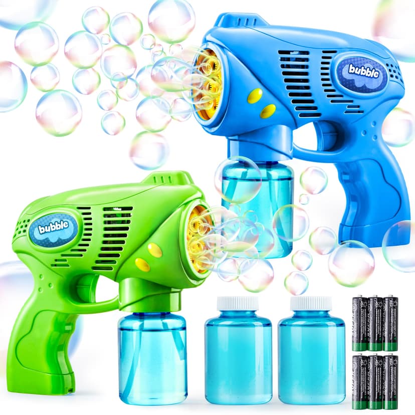 JOYIN 2 Kids Bubble Gun with 2 Bottles Refill Solution, Bubble Machine Gun for Toddlers 1-3 Kids 4-8, Party Favors, Summer Toy, Outdoors, Easter, Birthday Gift