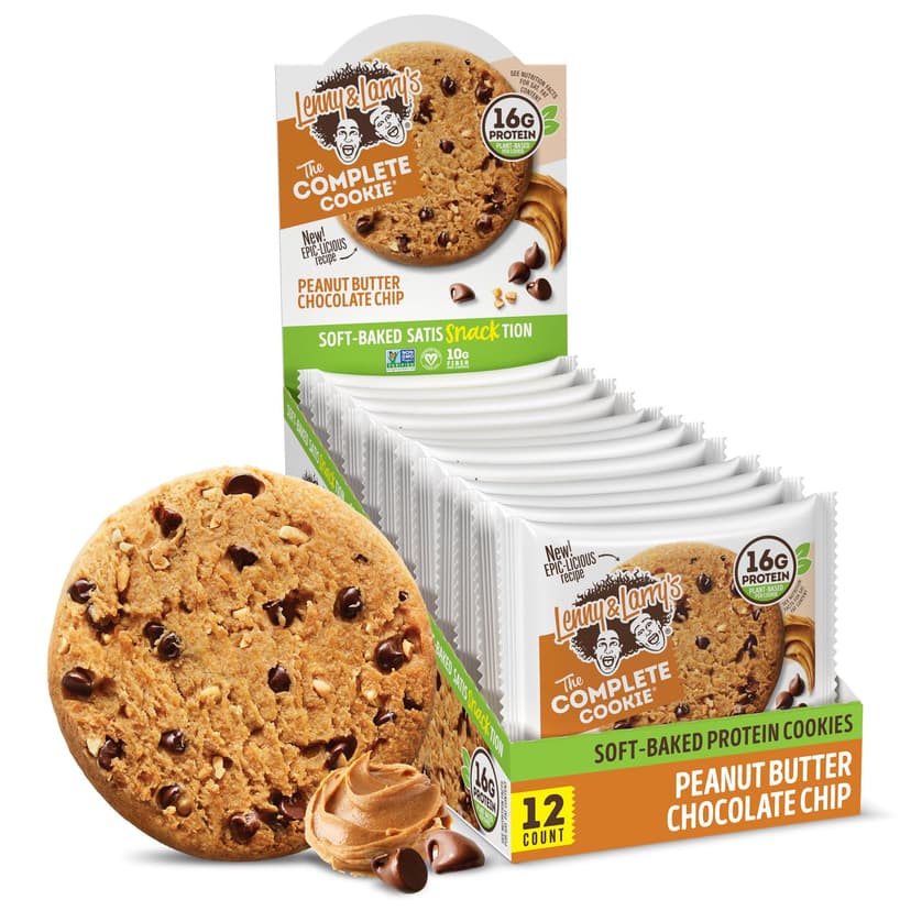 Lenny & Larry's Protein Cookie, [Peanut Butter Chocolate Chip], Chewy Soft Baked, 16g Plant Protein, Vegan, Non-GMO, High Fiber, 4 Ounce Cookie (Pack of 12)