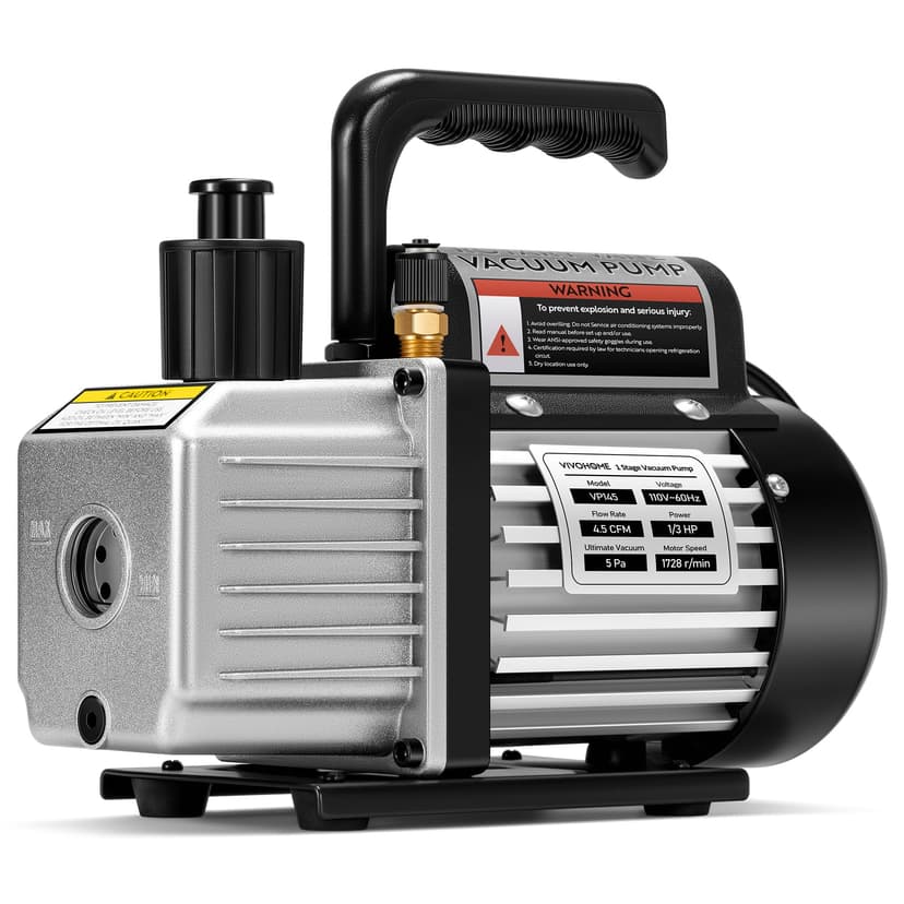 VIVOHOME 4.5 CFM 1/3 HP 110V Single Stage HVAC Vacuum Pump for R134a R12 R22 R502 R410a Systems, Auto AC Vacuum Pump for Air Conditioning Servicing Resin Degassing with Oil Bottle