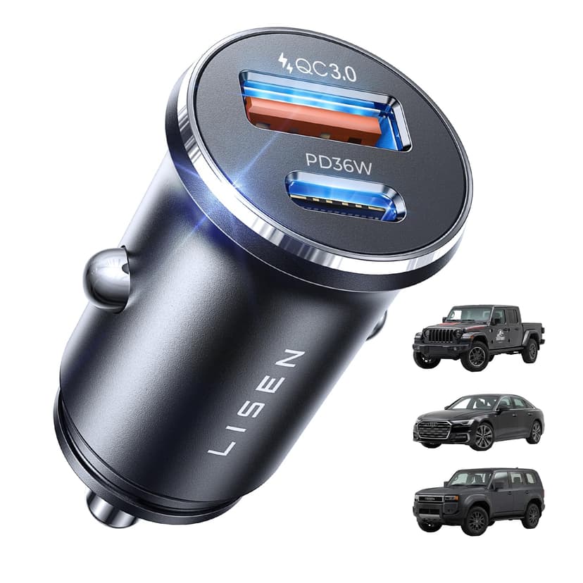 LISEN 69W Mini Cigarette Lighter Adapter Car Charger USB C Fast Charging | 12V Cigarette Lighter USB Car Charger Fast Charging Adapter, for iPhone 17 Pro Max 16 15 14 13 12 Plus Mini, Samsung S26 S25