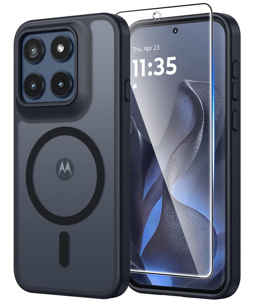 FNTCASE for Motorola Edge-2026 Magnetic Case: Matte Military Grade Drop Protection with Screen Protector Cell Phone Cover - Rugged Shockproof Protective Bumper Phonecase (C-Black)