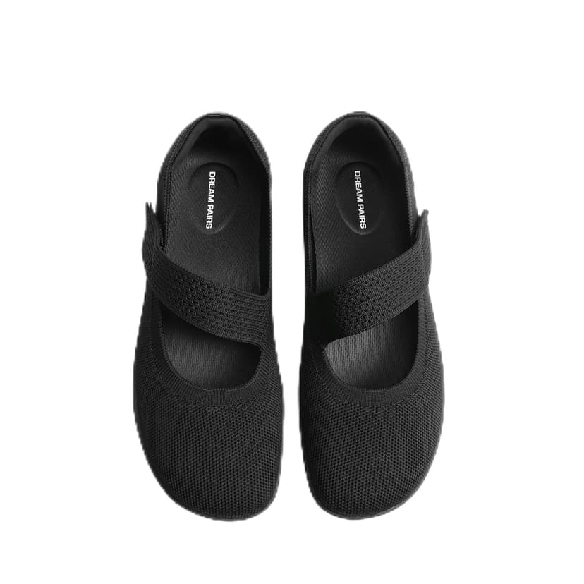 DREAM PAIRS Women's Mary Jane Wide Toe Ballet Flats | Stretchy knit barefoot, Breathable machine washable upper, Anti-slip flexible outsole, Adjustable elastic straps