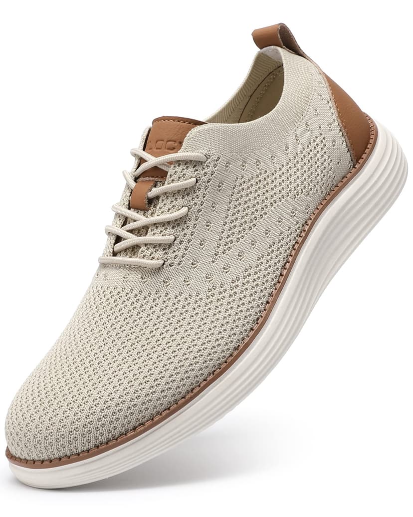 VILOCY Men's Casual Dress Sneakers Lace-Up Oxfords Business Mesh Breathable Walking Shoes Tennis Comfortable