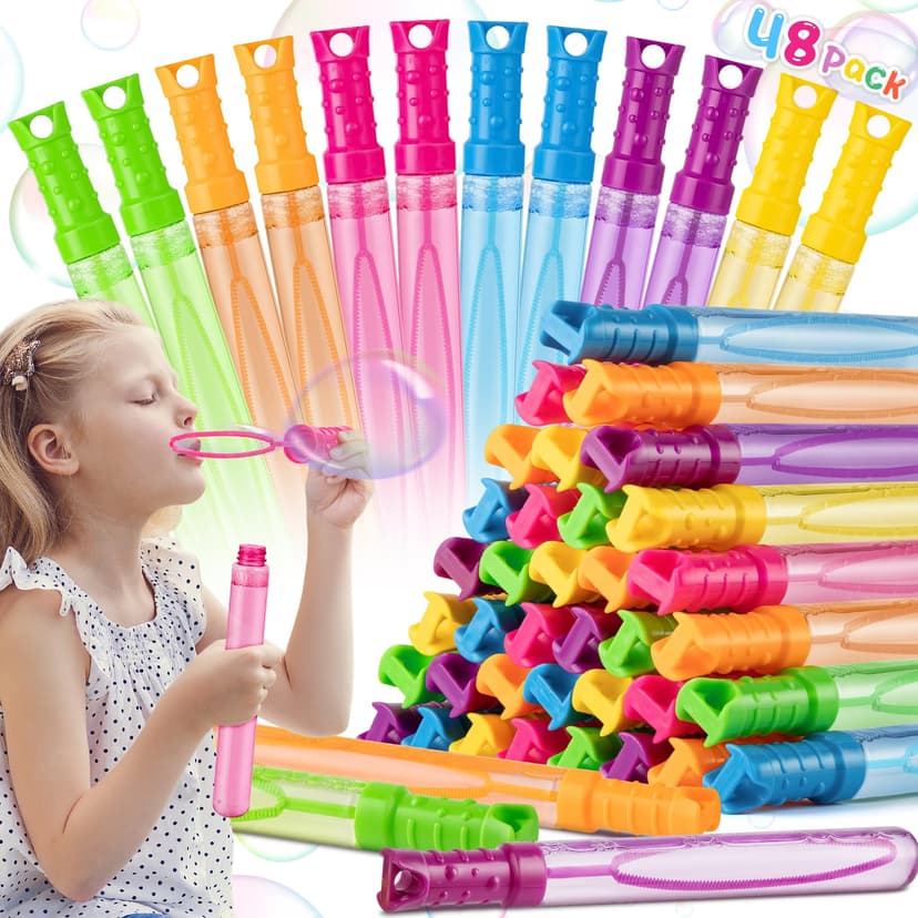36 Pack Big Bubble Wands Bulk in 6 Colors, Ideal for Easter, Summer, Halloween, Valentine, School Classroom Prizes