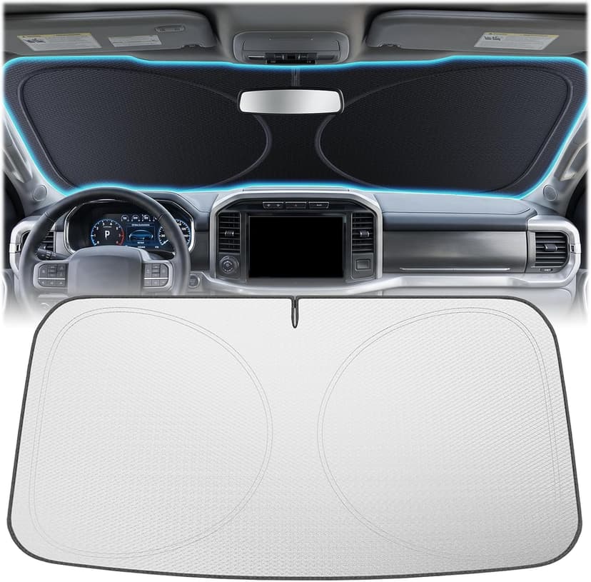 Adefor Windshield Sun Shade for Ford E & Dodge Grand Caravan, 2XL(75"x 37") | Super Heat Insulation, 99.9% Sun Protection, Foldable Sunshade with Storage Bag, Car Accessories for Summer