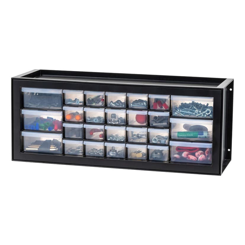 IRIS USA 26-Drawer Teacher Toolbox, Made in USA, Stackable Plastic Storage Drawers for Crafts, Stickers, Crayons, Markers, Beads, Hardware, Building Bricks, Organizer Cabinet, Garage Storage, Black