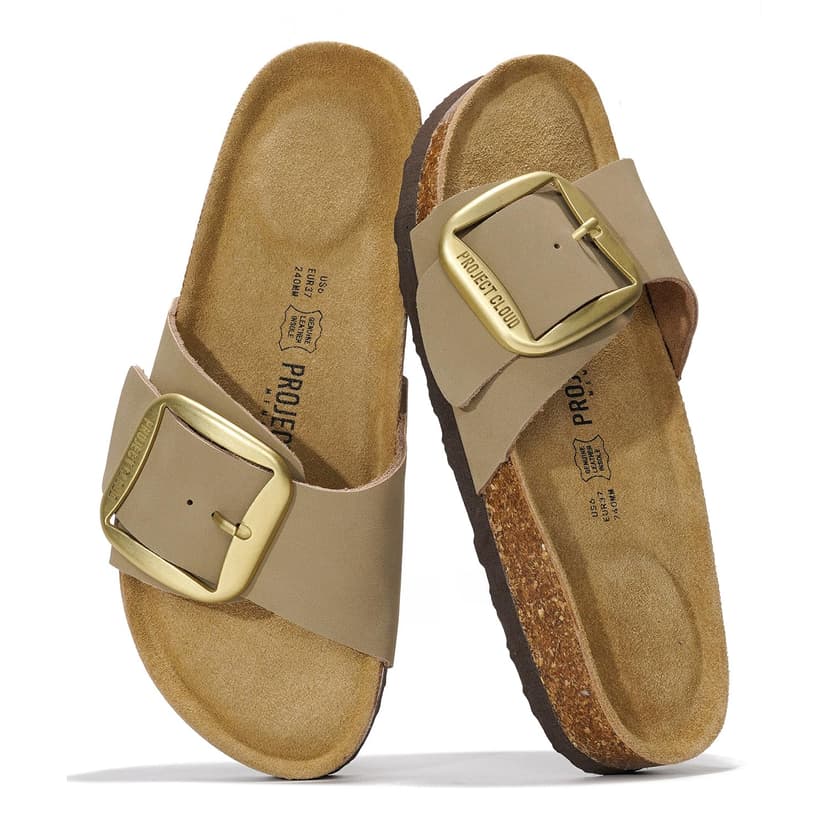 Project Cloud 100% Genuine Leather Sandals Women Dressy Beach Essentials Slides for Women Footwear - Lightweight with Memory Foam Insole Sandals for Women 2026 - Womens Slides