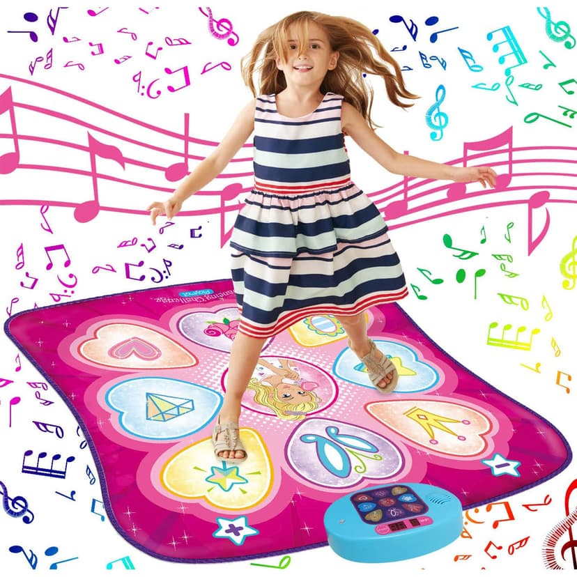 SUNLIN Dance Mat for Girls Ages 3-8, Interactive Dancing Game Pad, Pink | Dance Mixer Rhythm Step Playmat with LED Lights, Adjustable Volume, Built-in Music, Birthday Gift for Girls 3 4 5 6 Years Old