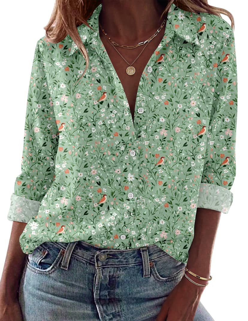 Zeagoo Blouses for Women Dressy Casual Long Sleeve Button Down Shirts Collared Summer Tops Fall Fashion Clothes