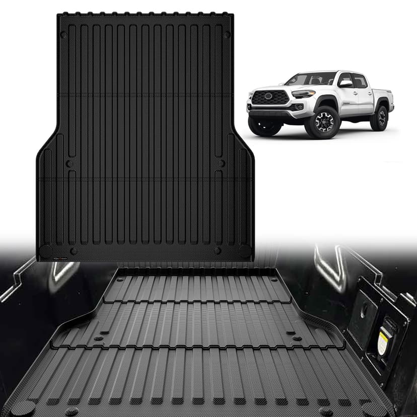 TripleAliners 5FT Truck Bed Mat for 2005-2023 Toyota Tacoma | All Weather Protection, TPE Pickup Bed Liner with Raised Wall, Custom Fit, Anti-Slip, Durable, for Toyota Tacoma Accessories