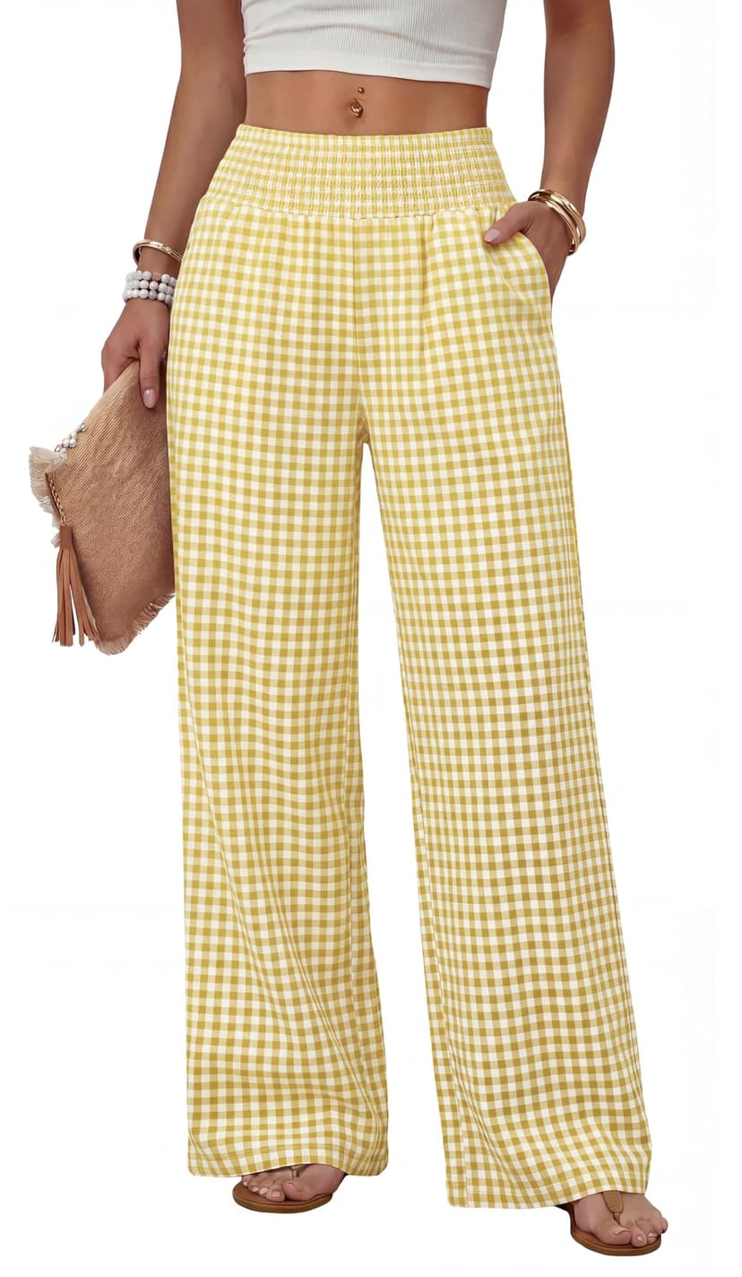 Sampeel Wide Leg Pants Woman High Waist Trousers with Pockets Casual Lounge