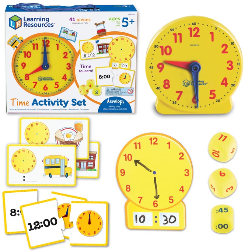Learning Resources Time Activity Set | Kids Learning Clock, Classroom Clocks for Students, Telling Time Teaching Clock, Teaching Analog Clocks for Kids