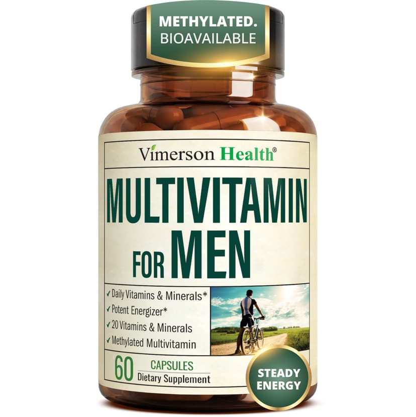 Multivitamin for Men with Methylated Vitamins and Chelated Minerals for Energy, Focus and Immune Health – Premium Daily Mens Multivitamins & Multiminerals – 60 Capsules