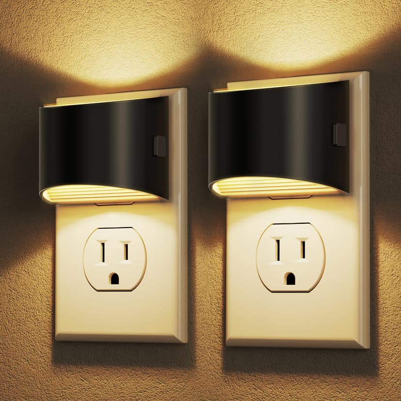 DORESshop LED Night Light[2 Pack], Night Lights Plug into Wall, 3 Level Brightness Adjustable Plug in Night Light, Dusk to Dawn Sensor, Nightlights for Adults, Bedroom, Bathroom, Hallway, 3000K