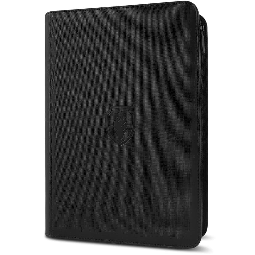 Premium Zip Card Binder, Fabmaker 9 Pocket Trading Card Binder, PU Cover Zipper Card Collection Album, Sturdy 360 Side-Loading Card Folder Holder for Game & Sports Cards, Black