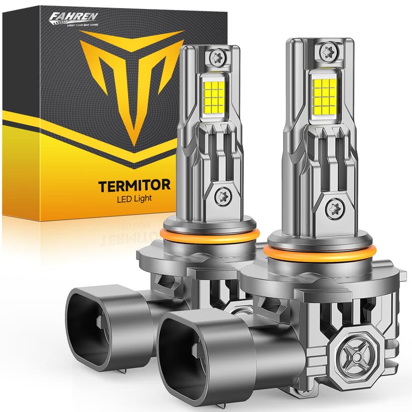 Termitor 9005 LED Bulbs, 126,000LM 1800% Brighter 6500K Cool White, Plug and Play, 1:1 Halogen Replacement, IP68 Waterproof, HB3 High Low Beam Tire Lights, 80000 Hours Lifespan, Pack of 2
