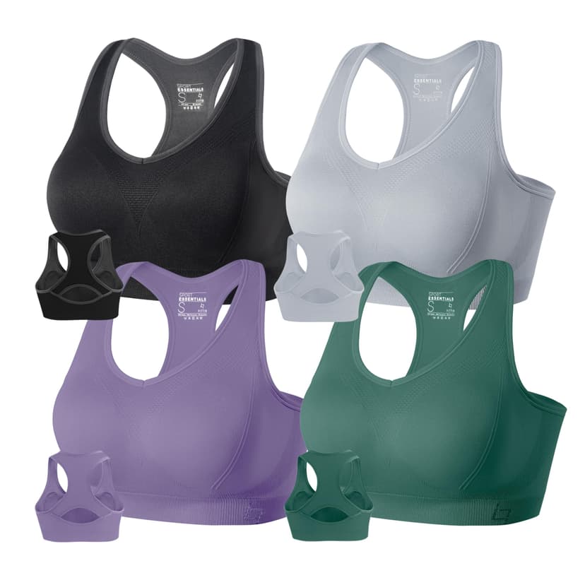 FITTIN Racerback Sports Bras for Women - Padded Comfortable Seamless Support for Yoga Workout Gym - for Plus Size Large Bust