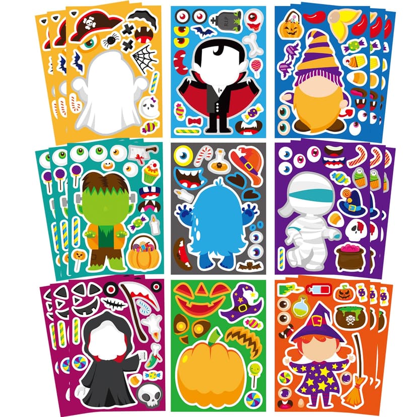 Halloween Stickers for Kids Make a Face Sticker Halloween Party Favor Craft | 27 PCS Make Your Own Vampire, Witch, Mummies, Ghost Stickers, Halloween Activities Games Trick or Treat Gifts