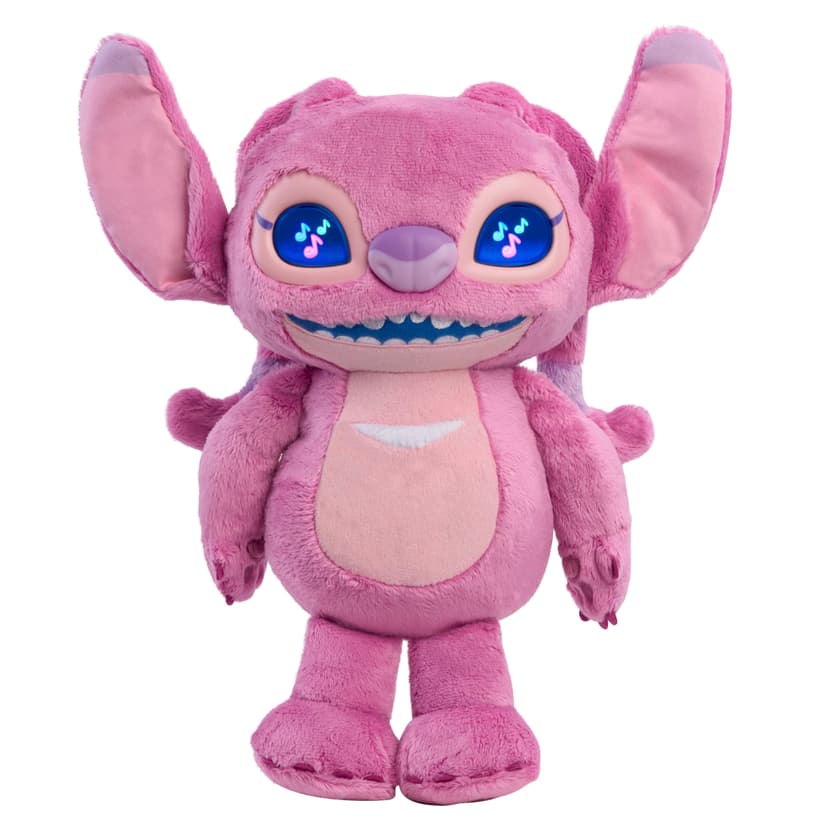 Disney Stitch Angel Many Moods 14-inch Interactive Plush, 50+ Sounds & Effects, Expressive LCD Eyes Show Her Moods, Toy for Fans, Girls, Boys, Kids 3 and Up by Just Play