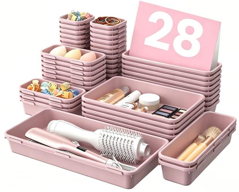 【Military Grade】A-LuGei Drawer Organizer,【𝟱𝗦𝗶𝘇𝗲】Makeup organizer,【Holds 177 Items】Bathroom Organizers and Storage,Organization and Storage,Desk Drawer Organizer for Vanity【Lilac】