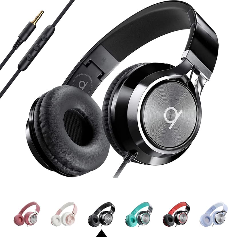 ARTIX CL750 Wired Headphones with Mic — Noise Isolating On-Ear Headphones for Computer and Laptop Wired, Plug in Corded Headphone with Wire (Foldable, Aux Jack 3.5mm)
