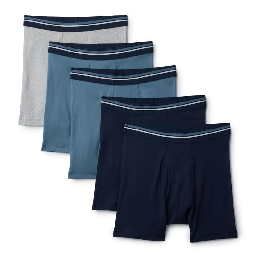 Amazon Essentials Men's Breathable Cotton Underwear Boxer Briefs, Tag-Free, Pack of 5