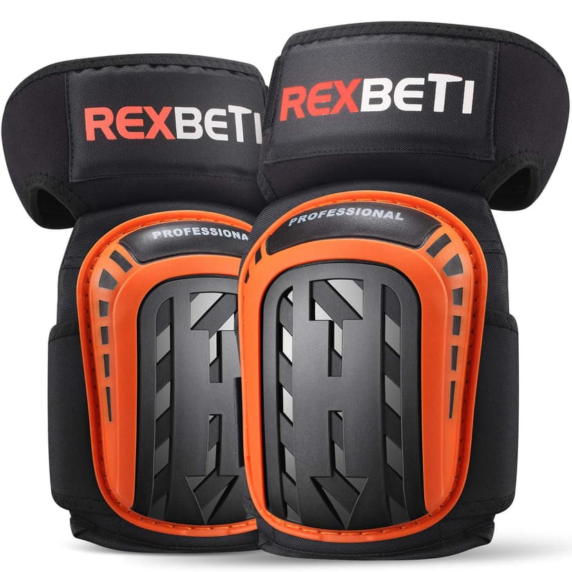 REXBETI Knee Pads for Men, Anti-slip Construction Gel Knee Pads for Work | Heavy Duty Cap, Comfort Thick Gel Foam Pad, Stay Put Strong Stretchable Straps, For Construction Gardening Flooring Cleaning
