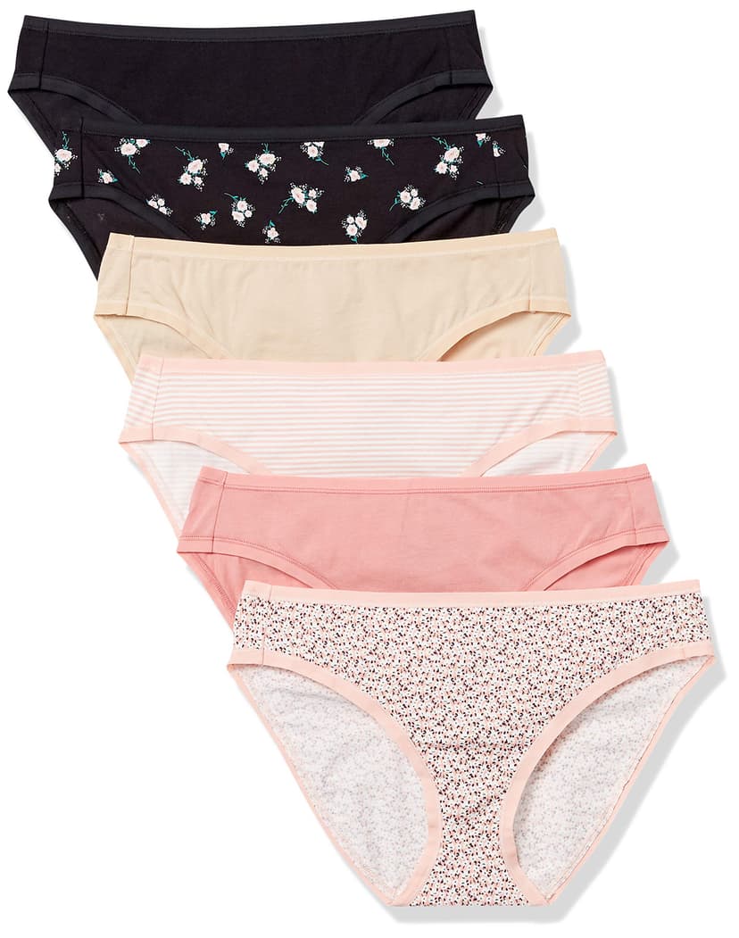 Amazon Essentials Women's Breathable Cotton Bikini Brief Underwear with Full Coverage, Multipacks