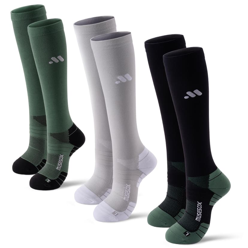 musesox Compression Socks for Women and Men,Knee High 15-20mmHg Graduated Support(3 Pairs) Best for Nurses,Pregnant,Travel