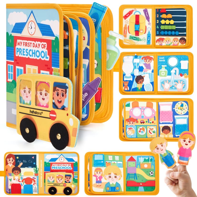 hahaland Busy Book Preschool Learning Activities, First Day of School Gifts | Activity Books for Toddlers 1-4, Montessori Toys 2 Year Old Boy Girl Birthday Gift Preschool Must Haves Busy Board Ages 2-