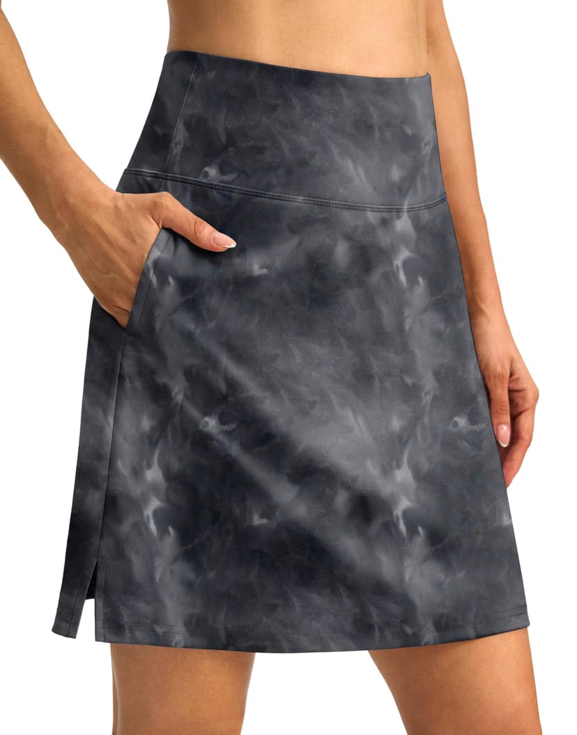 SANTINY 18" Skorts with 3 Pockets | Knee Length, High waisted, Slit Side, Casual, Summer, Travel, Athletic, Tennis, Golf, Skirts for Women