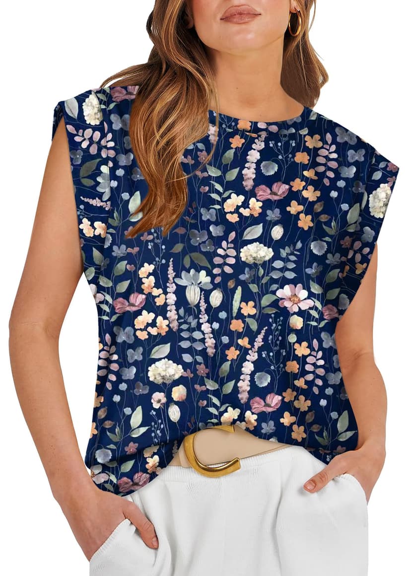 WIHOLL Cap Sleeve Tops for Women Summer Top Basic Tee Shirts Business Casual Tank Loose Fit 2026 Fashion