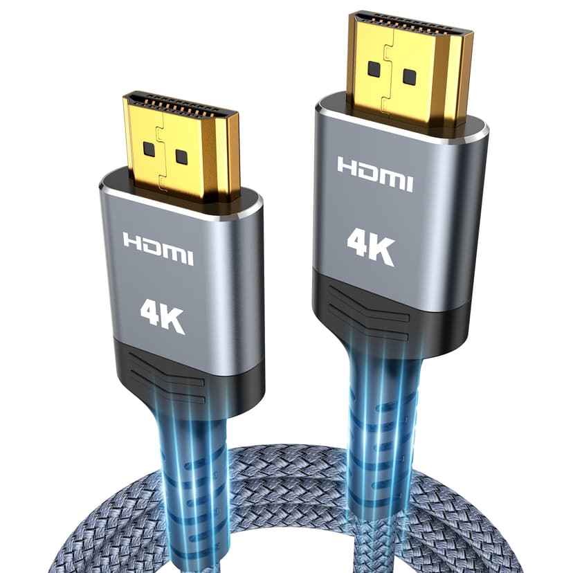 Highwings HDMI Cable 6.6 ft, 4K Ultra High Speed HDMI to HDMI Cord | HDMI 2.0, 18Gbps, 48 bit, Braided, Ethernet, ARC, 3D, HDCP 2.2, ARC, HDR, Compatible with Wall-mounted HDTV/ Monitor/ Roku