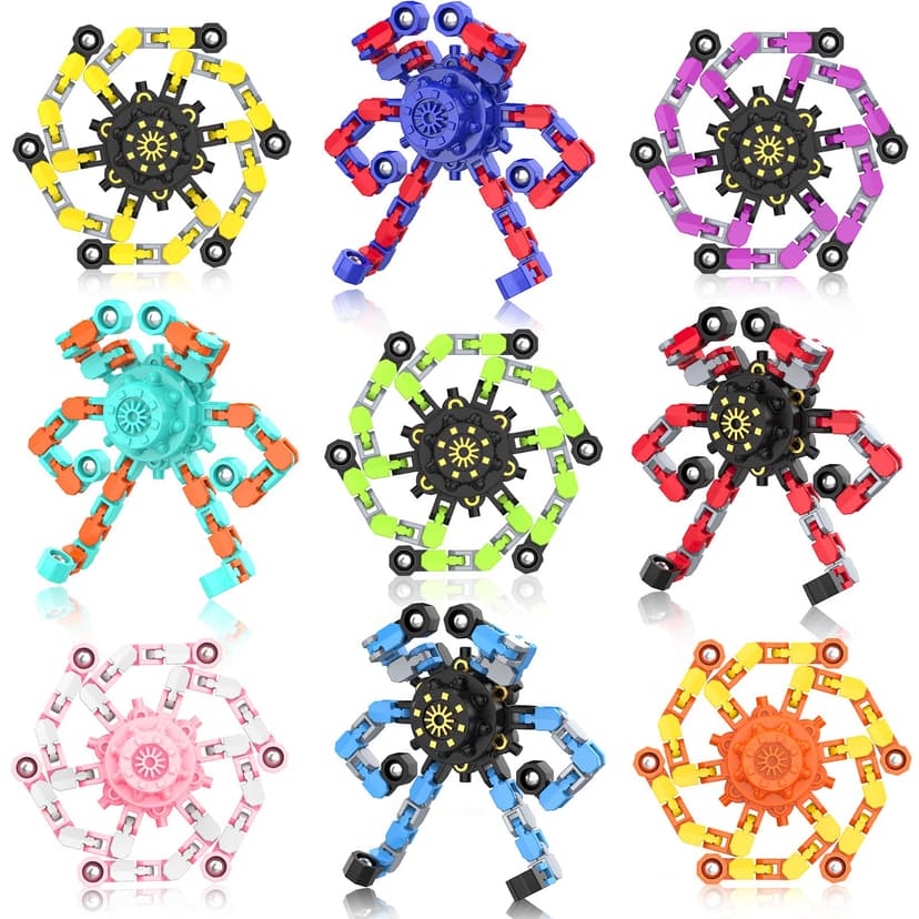 Transformable Fidget Spinners,9PCS Funny Sensory Fidget Toys for Kids | Deformable DIY Robot Spinner Fingertip Stress Relief Gyro Toy Kids Halloween Party Favors Stocking Stuffers Gifts