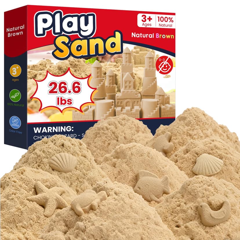 FURWEY 26.6lbs Play Sand, Natural Brown Sensory Sand,Suitable for Children to Shaping, Squeezing and Molding（Without Molds）