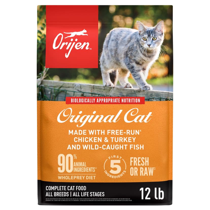 ORIJEN Grain Free WHOLEPREY Dry Cat Food Original Recipe 12lb Bag | 90% Animal Ingredients, Freeze Dried, Fresh or Raw Ingredients, High Protein, Heart Health, Free-Run Poultry