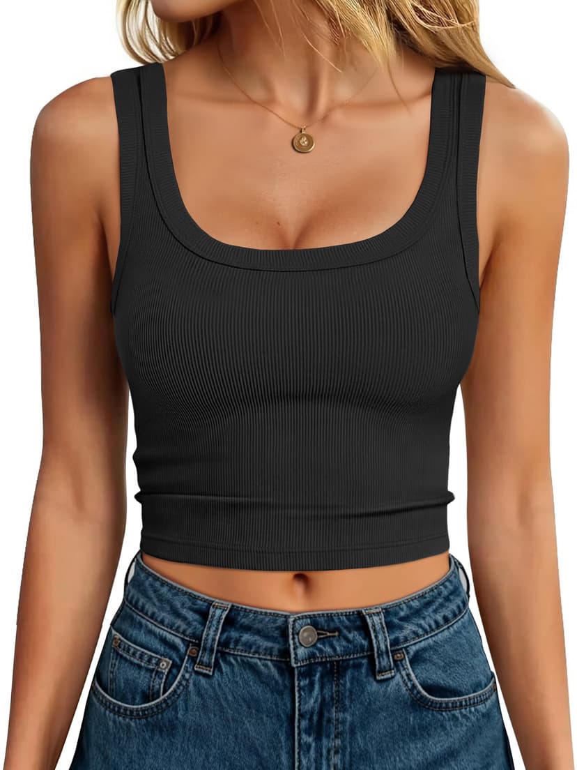 ANRABESS Womens Crop Tank Tops, Soft Breathable Ribbed Slim Fit, Comfy for Basic,Casual,Going Out&Daily Wear