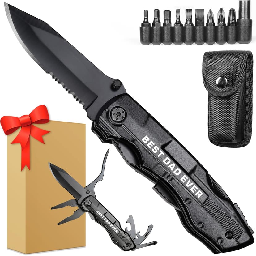 Gift for Dad, Multitool Knife BEST DAD EVER for Camping, Fathers Day Christmas Unique Dad Gifts, Dads Birthday Gift from Daughter Son, Christmas Ideal Presents for Dads, Gadget Present for Father