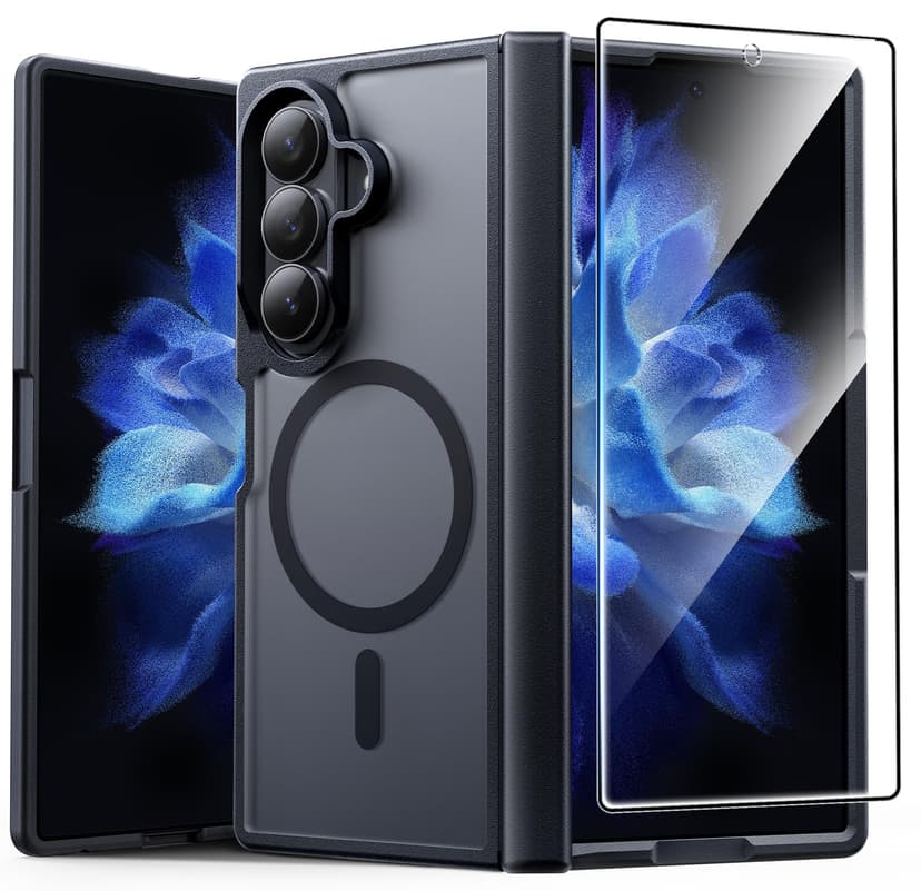 FNTCASE for Samsung Galaxy Z Fold 8 Ultra Case: Galaxy Z Fold 7 Case [Hinge Protection + Screen Protector] [Fit for Magsafe] Military Grade Drop Protective, Translucent Matte Phone Cover - Black
