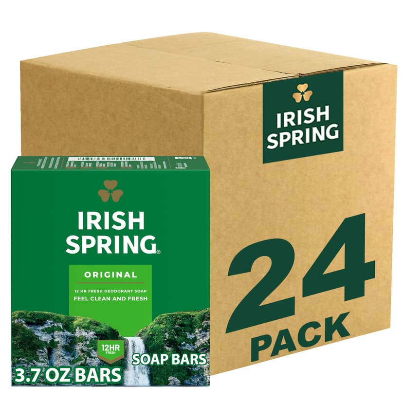 Irish Spring Bar Soap for Men, Original Clean, Smell Fresh and Clean for 12 Hours, Men Soap Bars for Washing Hands and Body, Mild for Skin, Recyclable Carton, 3.7 Ounce - 3 Count (Pack of 8)
