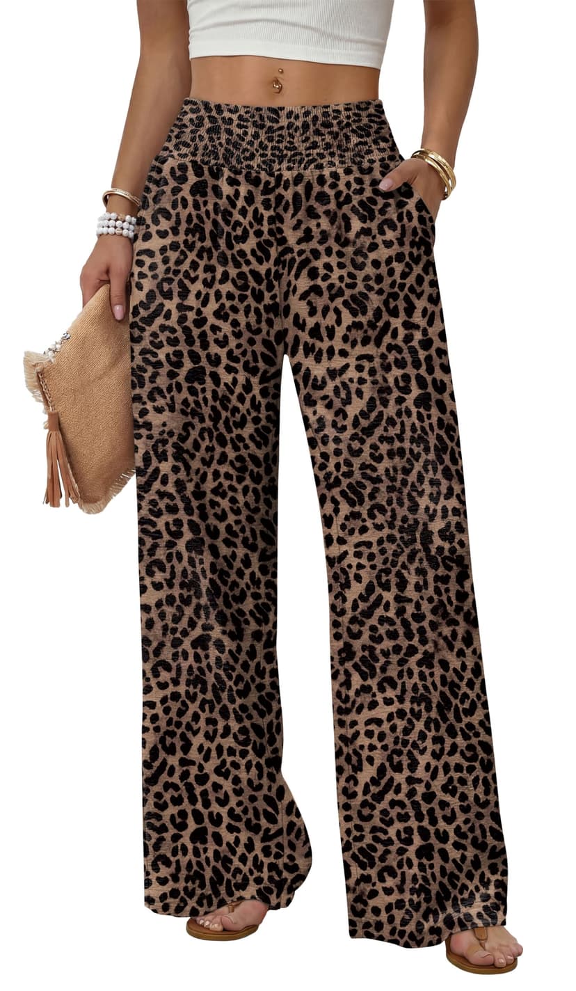 Sampeel Wide Leg Pants Woman High Waist Trousers with Pockets Casual Lounge