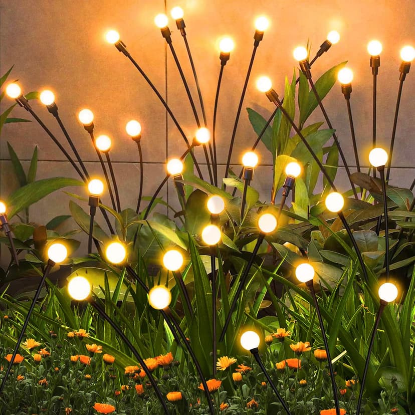 Solar Garden Lights Outdoor Waterproof, Swaying Firefly Light, Garden Decor | 4 Pack Solar Firefly Lights, Auto On/Off Decor for Yard, Patio, Pathway and Lawn, Gifts for Women, Christmas Decor