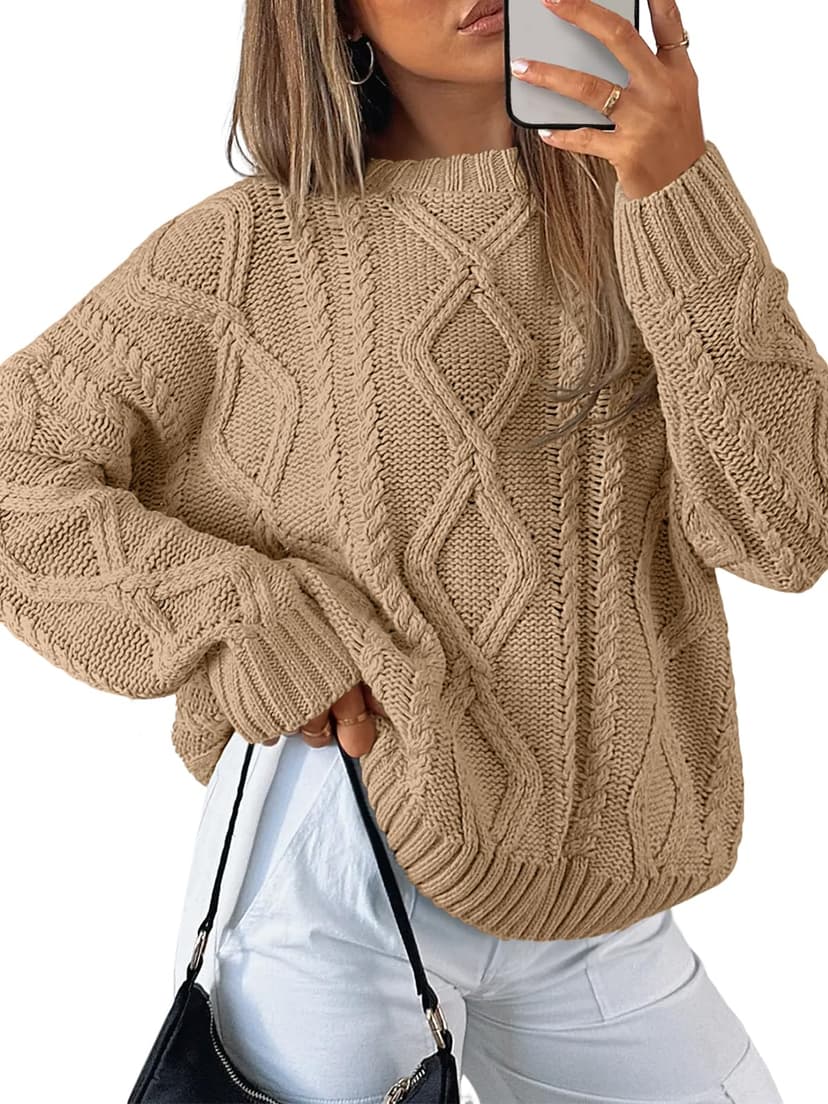 Trendy Queen Women's Oversized Cable Knit Sweaters 2026 Fall Outfits | Quiet Luxury Style, Chunky Knit Texture, Winter Holiday Outfit, Easy Layering Piece, Fall Fashion Staple