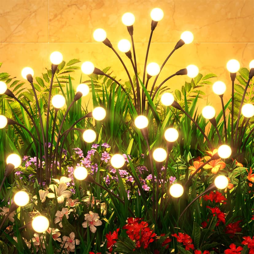 Cnuoky 8 Pack Solar Garden Lights 64 LED, Solar Lights Outdoor Waterproof IP65, Decorative Garden Lights Solar Powered for Yard Decor, Outside Solar Firefly Fairy Lights Garden Gifts
